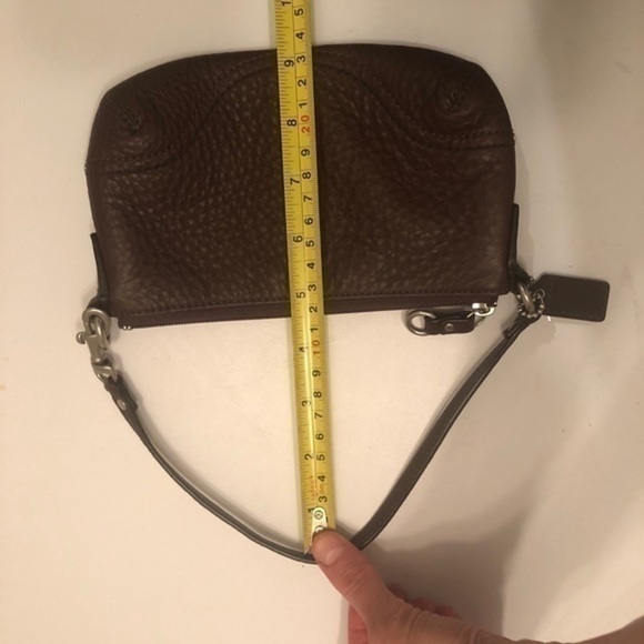 Coach brown pebbled leather mini bag wristlet